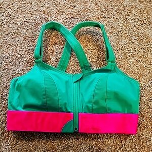 Shefit Luxe green and pink sports bra